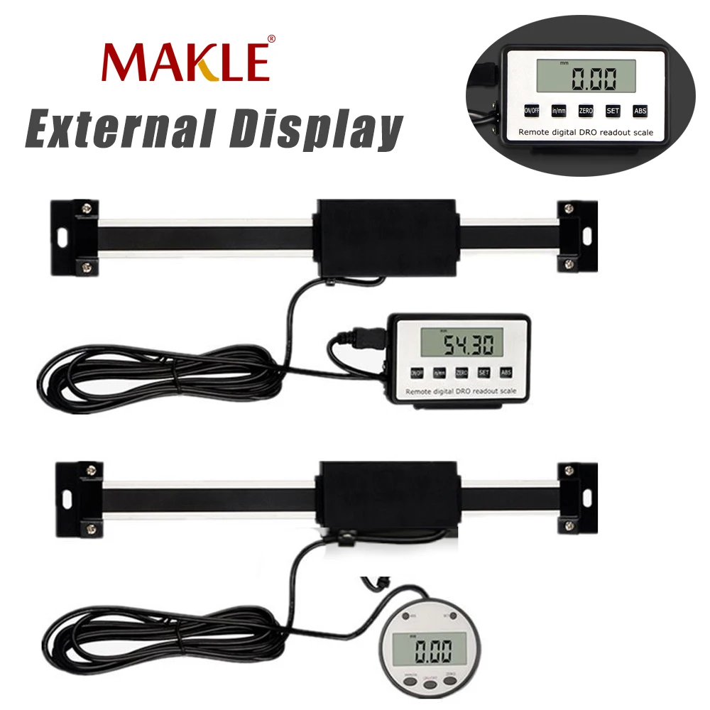 MAKLE 0-150/200/300/400/500mm 0.01 mm DRO Magnetic Remote Digital Readout Digital Linear Scale External Display