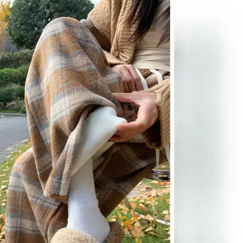 Женские широкие брюки из ледяного шелка BF молочно-персиковые