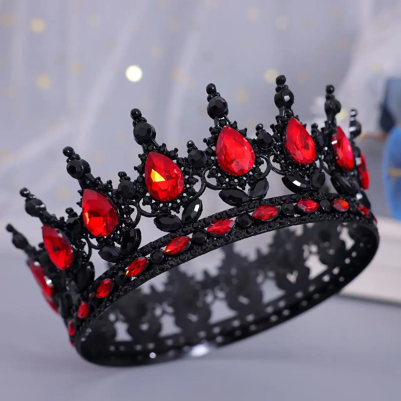 European Fashion Princess Tiara Baroque Crystal Full Crown King Tiar Wedding Pageant Hair Dress Accessory