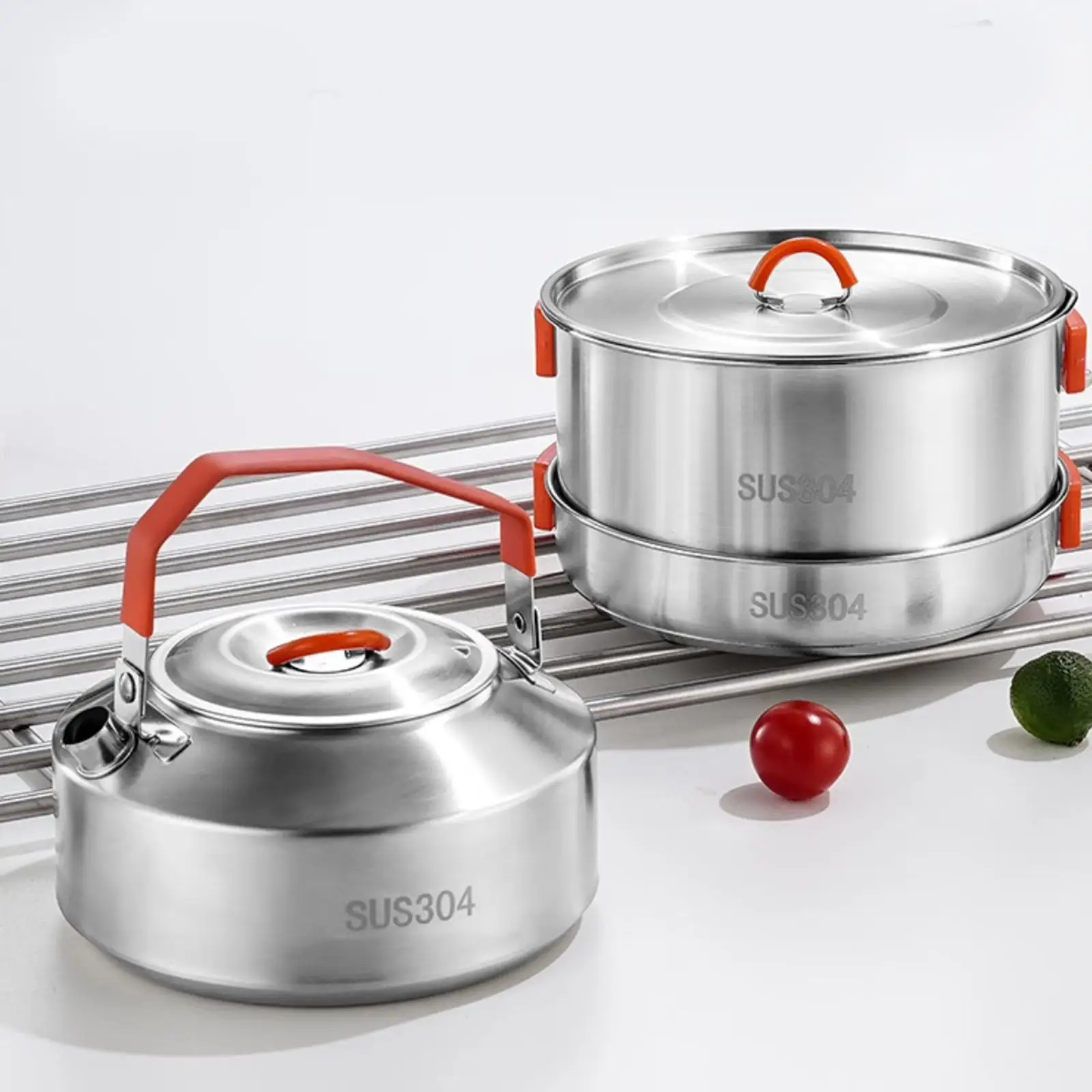 Camping Cookware Set Easy to Clean with Kettle Camping Pot and Pan Set for Camp Hiking Outdoor Backpacking Camping Accessories