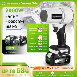 ONEGREEN Brushless 2000W Electric Turbo Blower Jet Fan 150000RPM Air Blower Violent Blowing Tool for Makita 18V Battery Pin