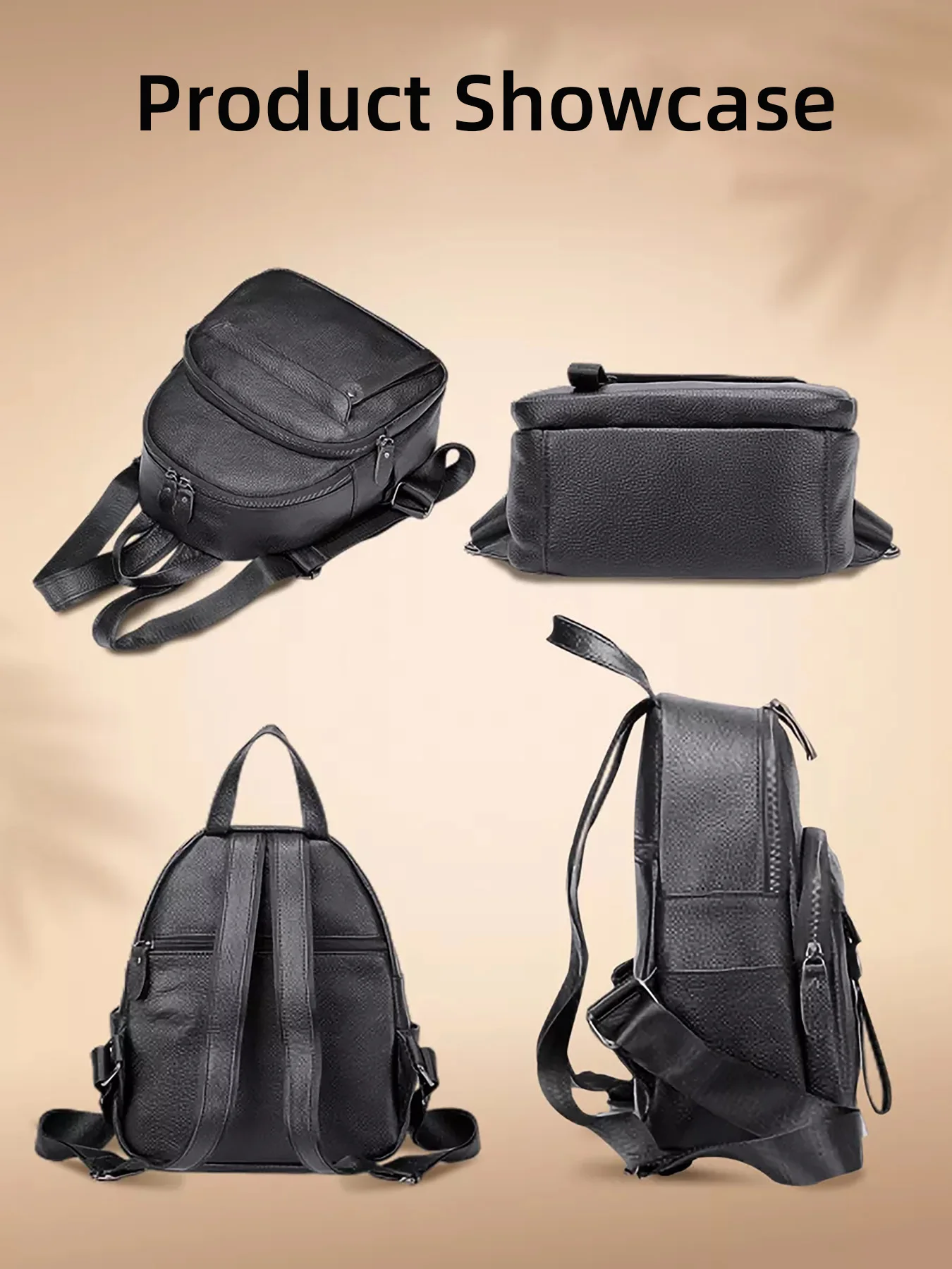NASVA Echtes Leder Mode Damen Rucksack Neue Kopf Schicht Rindsleder Kleine Schulter Tasche Student Schul Täglichen – Detail 7