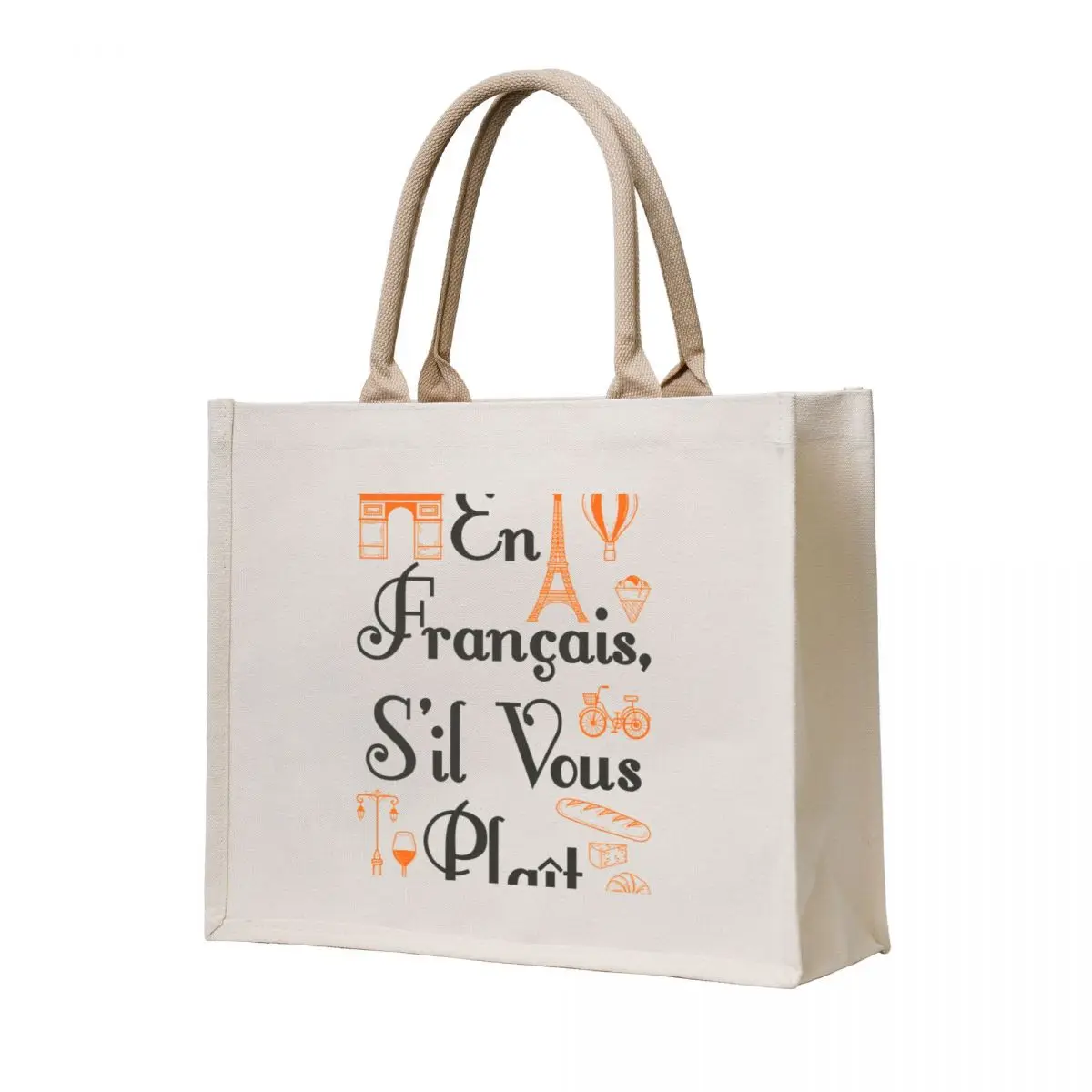 

En Francais S'il Vous Plait French Teacher Foreign Language Tote Bag Beach bag Shopper great bag Canvas shoulder