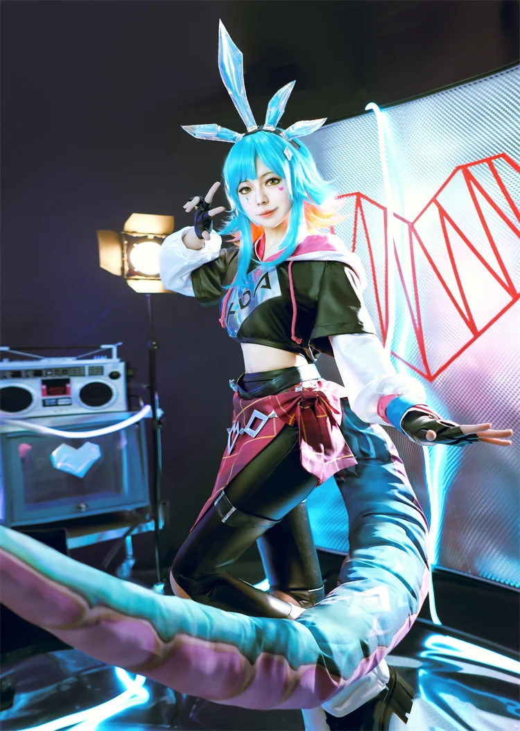 لعبة LOL KDA Neeko أزياء تنكرية للنساء سوبر فان Neeko زي حفلة الهالوين مجموعة كاملة مع ذيول #6