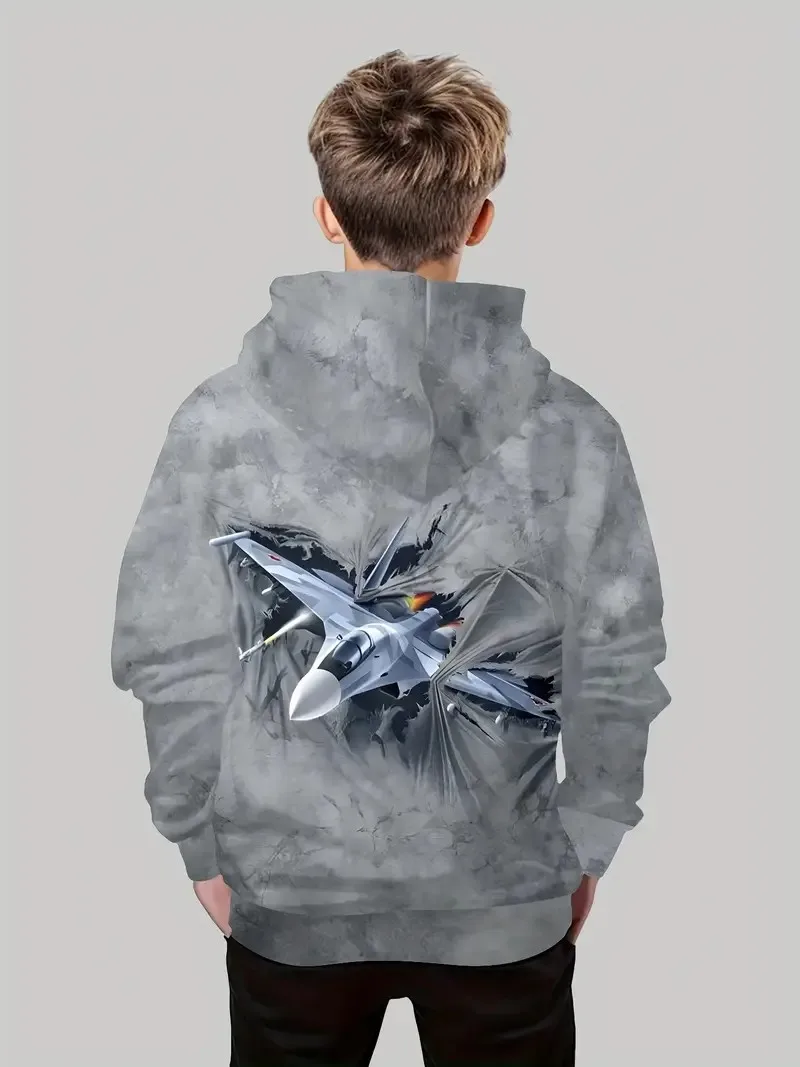 سترة بقلنسوة جديدة مريحة للأطفال لخريف 2025 مطبوعة ثلاثية الأبعاد ملابس رياضية غير رسمية للاستخدام الخارجي