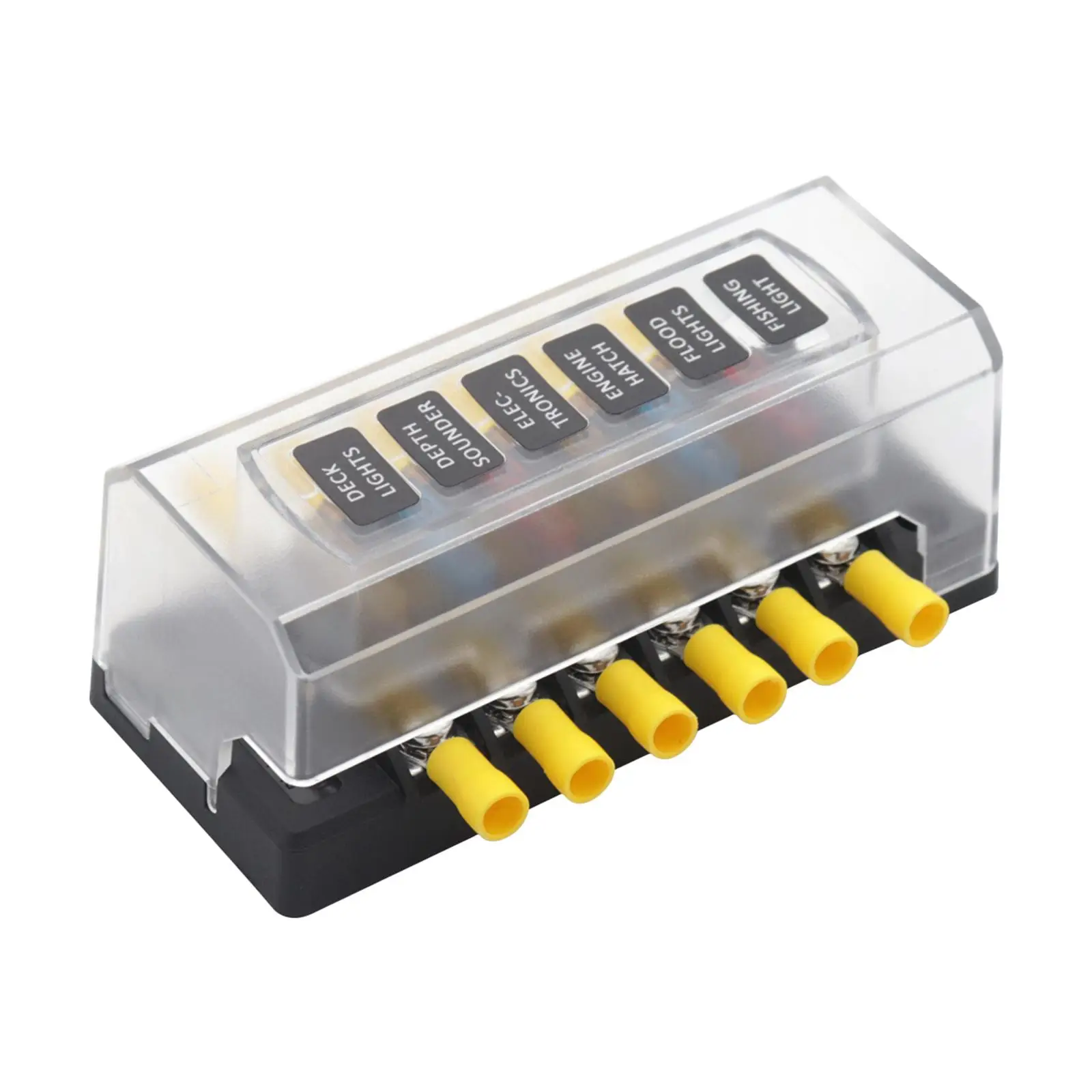 

12 Way Box Holder with LED Indicator, Lights with Dustproof Cover Block for Marine, Bus, Yacht, RV, Automotive