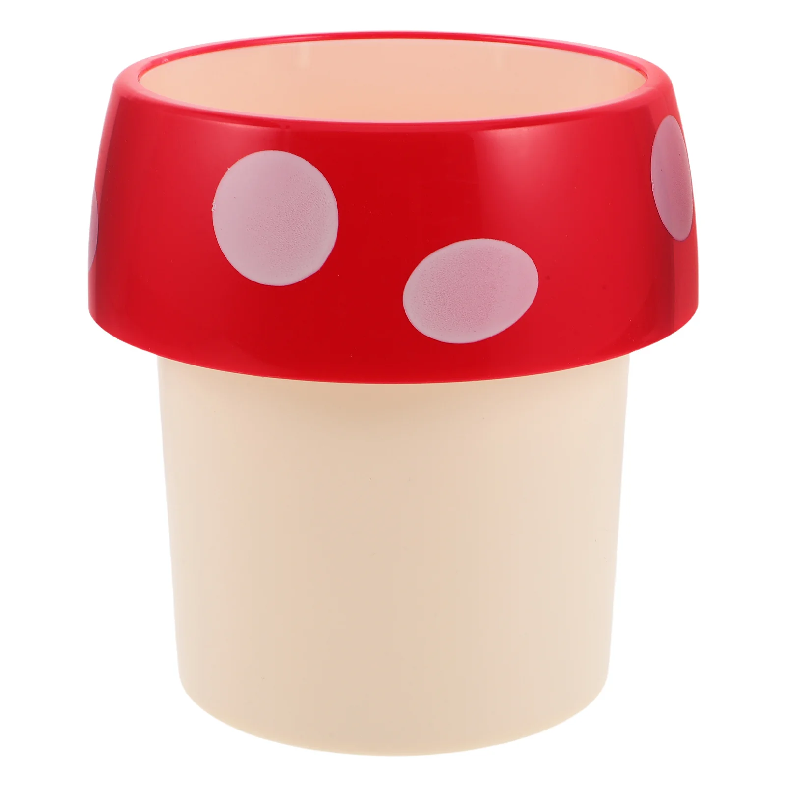 

Mini Trash Can Creative Mushroom Small Garbage Bin for Office Household Pen Cup Organizer Red Countertop