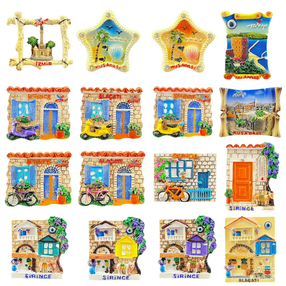Turkey magnet, Şirince stone house souvenir, 3D village decor, resin fridge ornament, İzmir gift,