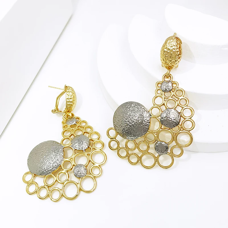 Earrings For Women Gold Color Big Drop Earrings 18K Gold Plated Fashion Jewelry Wedding Accessories Trending Free Shipping