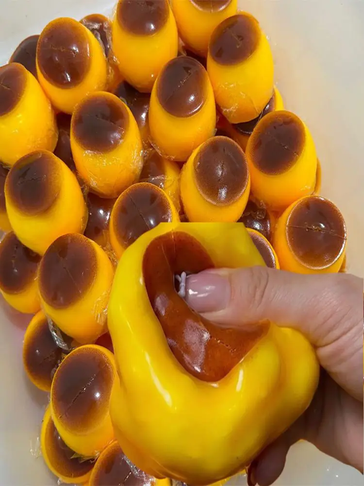 Simulation Caramel Pudding ASMR Pinch Ball Soft Crispy Pudding Shape Handmade DIY Decompress Toy Ball Stress Relief Sensory Gift