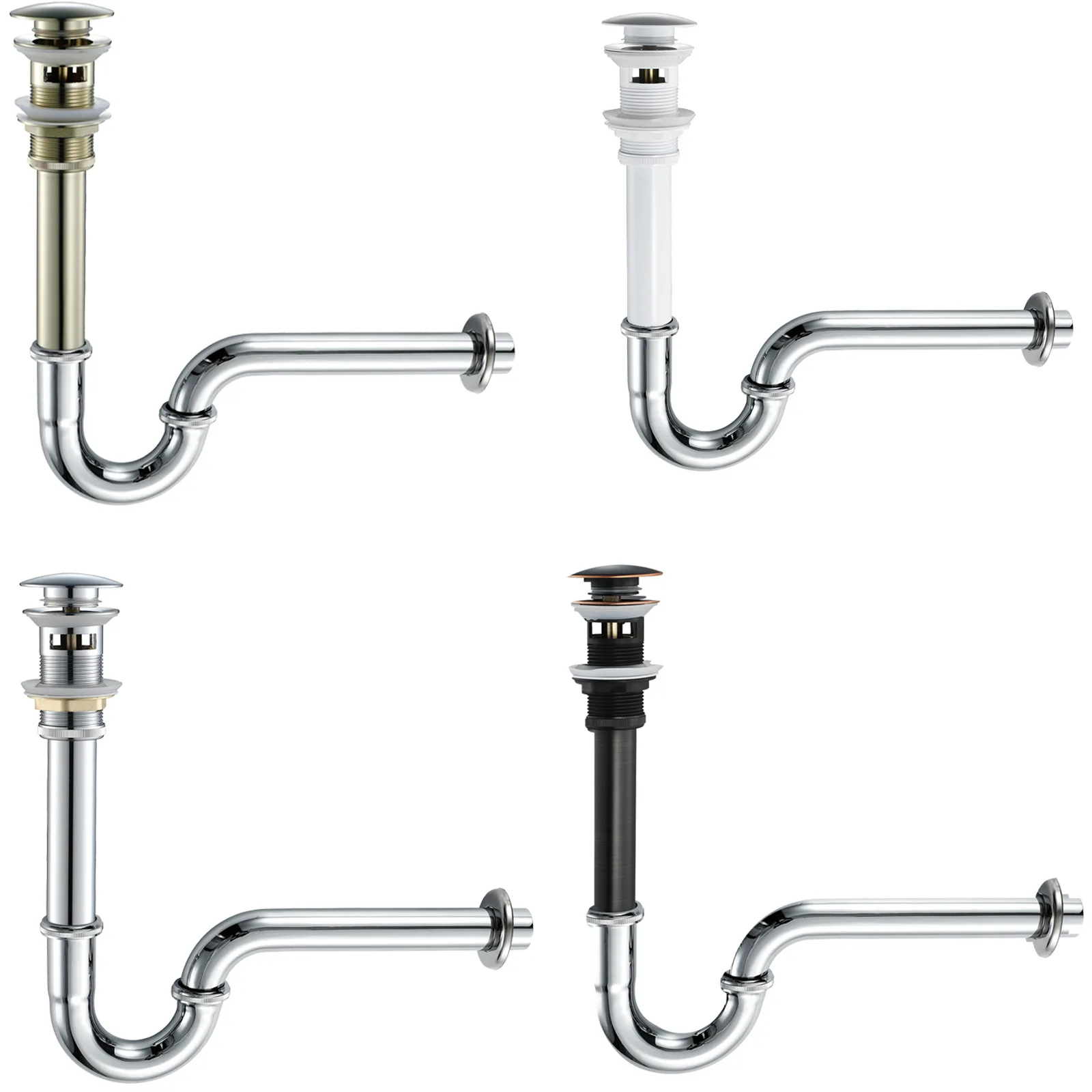 Chrome Brass Pop Up Basin Drain Kit, With Overflow Hole, Sink Strainer for Bathroom Wash Basin