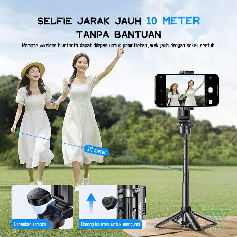 LISCN P15 Selfie Stick Mini Extendable Phone Grip Tripod with  Remote Control Mini Phone Grip Shooting for Vlogging Video