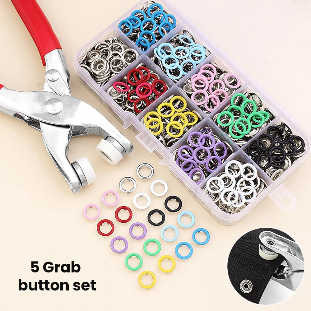 100 set Metal Snap Button Hole Punching Mold Tool DIY Manual Tool Color Five Claw Clothing Sewing Button Sewing Free Buttons Set