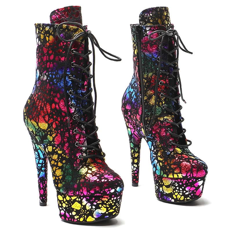 Leecabe 15CM/6inches Suede colorful  fashion for lady  High Heel platform stripper heel Boots  Pole Dance boot