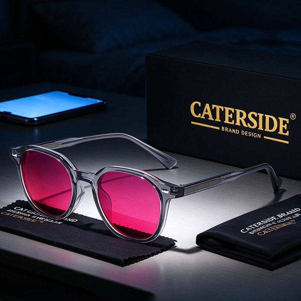 CATERSIDE Men's Gaming Glasses Ar Anti Reflective Film Red Orange Lenses Women Computer Blue Light Protection Sleep Aid Glasses