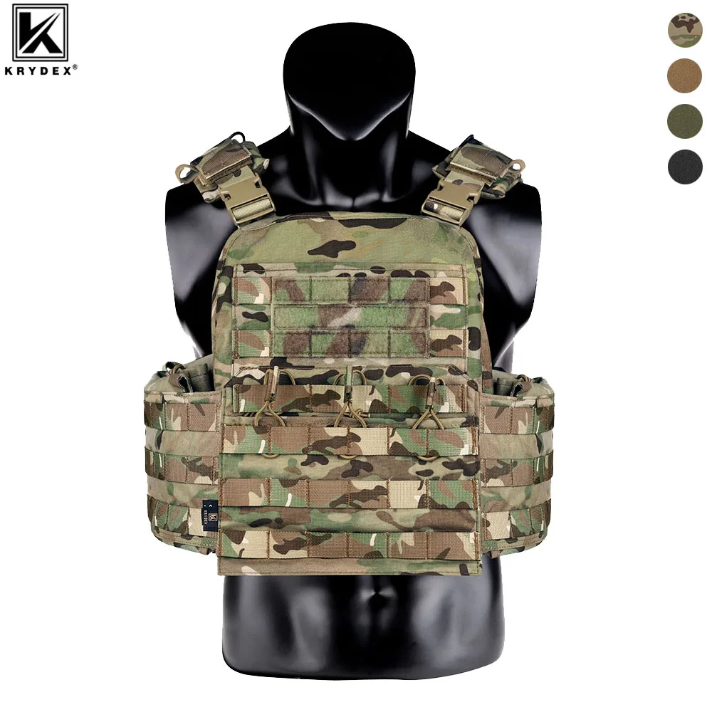 

KRYDEX 500D Tactical Vest Plate Carrier Heavy Duty Modular MOLLE Vest Magazine Radio Pouch Combat Hunting Outdoor Gear