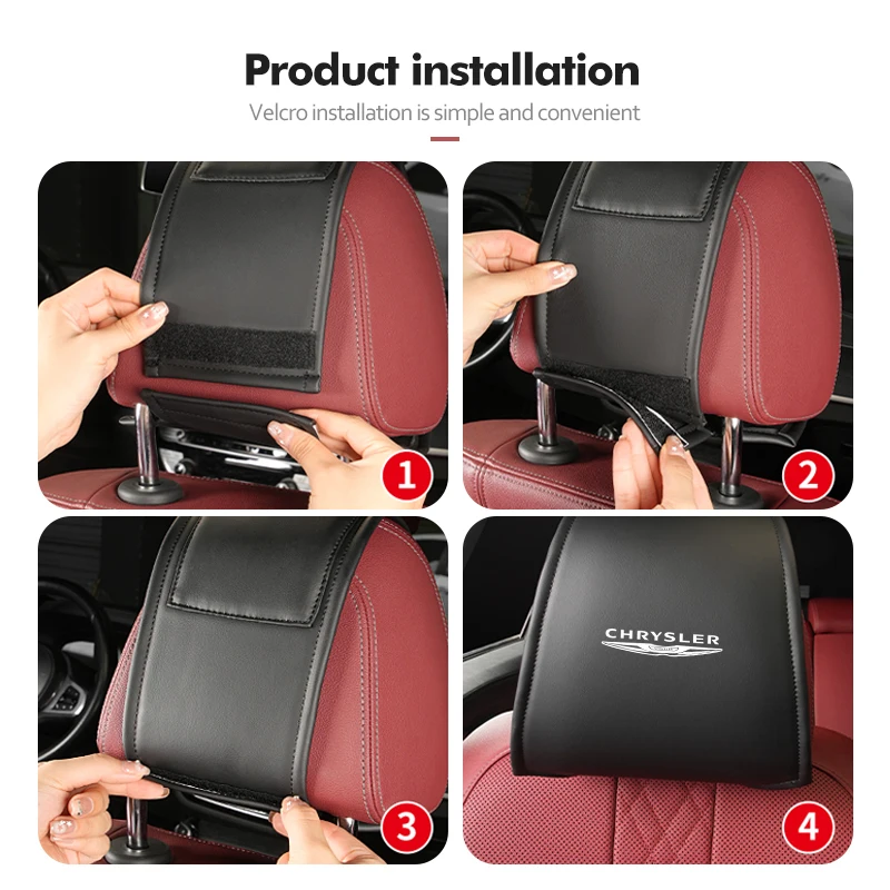 Car Seat Headrest Cover Support Neck Pillow Case Accessories For Chrysler 300c 200 Cruiser Grand Voyager Pacifica Town Country