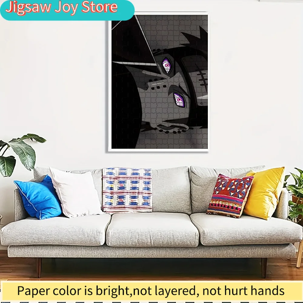 

High Quality Paper Jigsaw Puzzle Anime Pain with Purple Rinnegan Close-Up on Dark Background Vivid Color Printed Premium Recycle