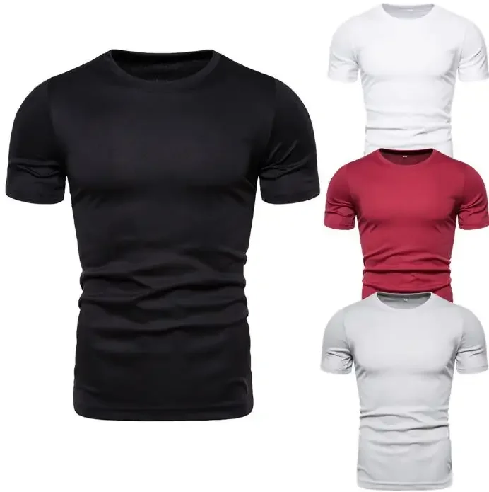 Men's short sleeved solid color T-shirt casual round neck