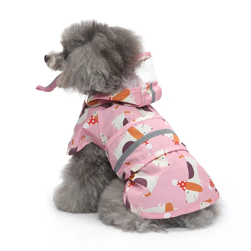 

2023Summer New Cute Pet Raincoat Dog Clothes Print Reflective Waterproof Poncho Dog Clothes Corgi Bulldog Large Dog Pet Apparel