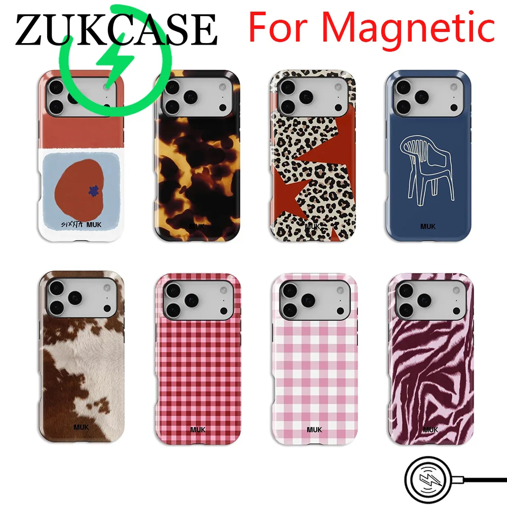 Funda Magnética de Lujo Clmj Vichy Rosa Roja para iPhone 18 17 16e 16 15 14 13 12 11 Air Pro Max Plus, Carcasa Trasera de Doble Capa