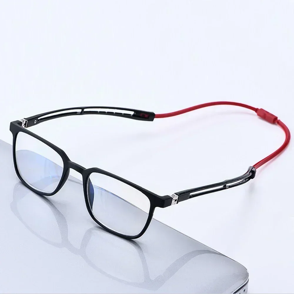 Tr90 Magnetic Reading Glasses for Men Hanging Neck Anti Blue Portable Rectangle Plastic Titanium High Quality