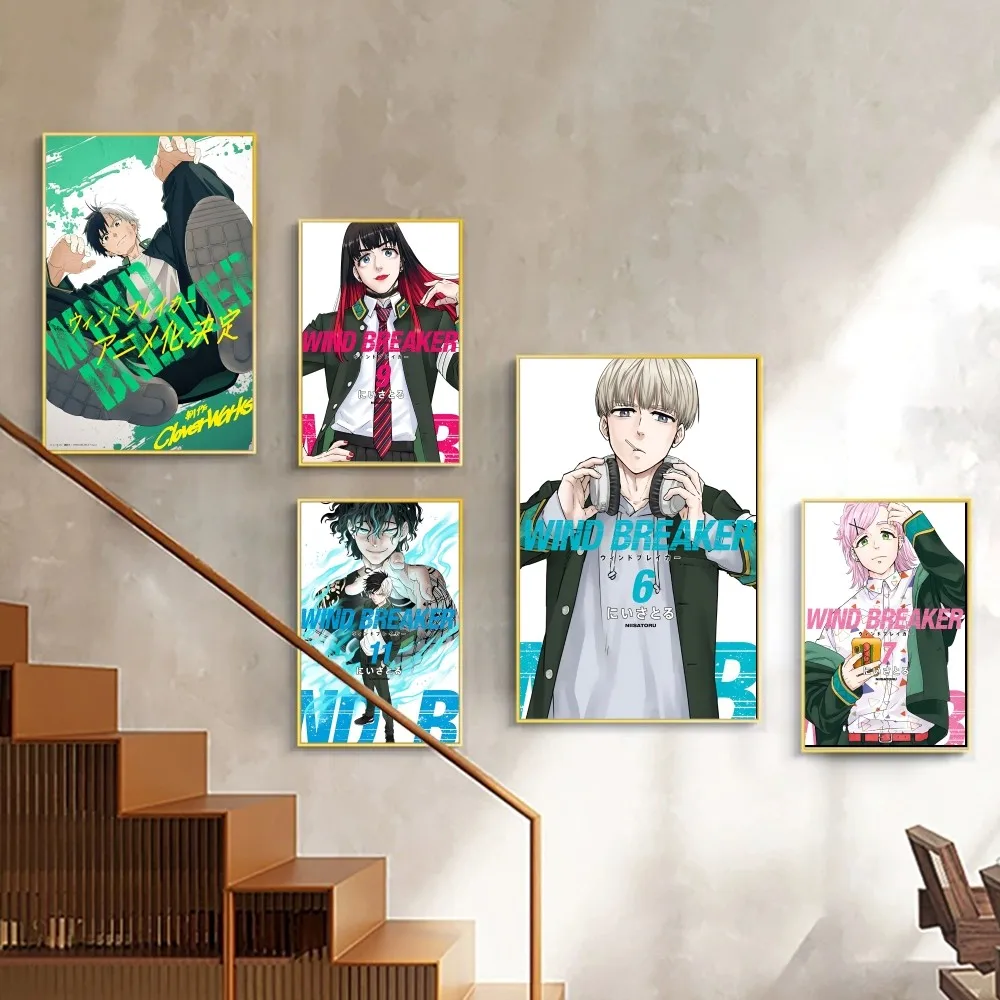 Wiatrรณwka plakaty Anime lepkie wodoodporne papierowa naklejka kawiarni Kawaii wystrรณj pokoju