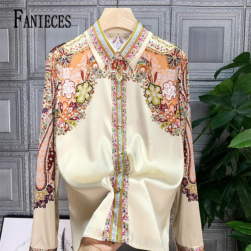 

FANIECES 3XL camisas e blusas 셔츠 2024 Hot Sales Women's Vintage Black Apricot Tops Button Elegant Formal Shirts Blouses 6251