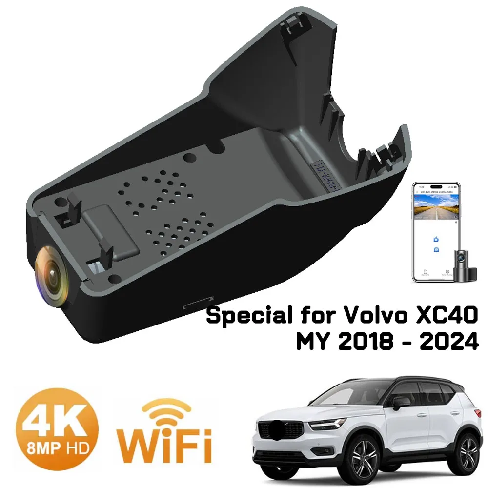 

Dashcam Front Rear Dash Cam 4K Wifi Dual Dash Car Camera for Volvo XC40 Recharge EC40 EX40 2024 2023 2022 2021 2020 2019 2018