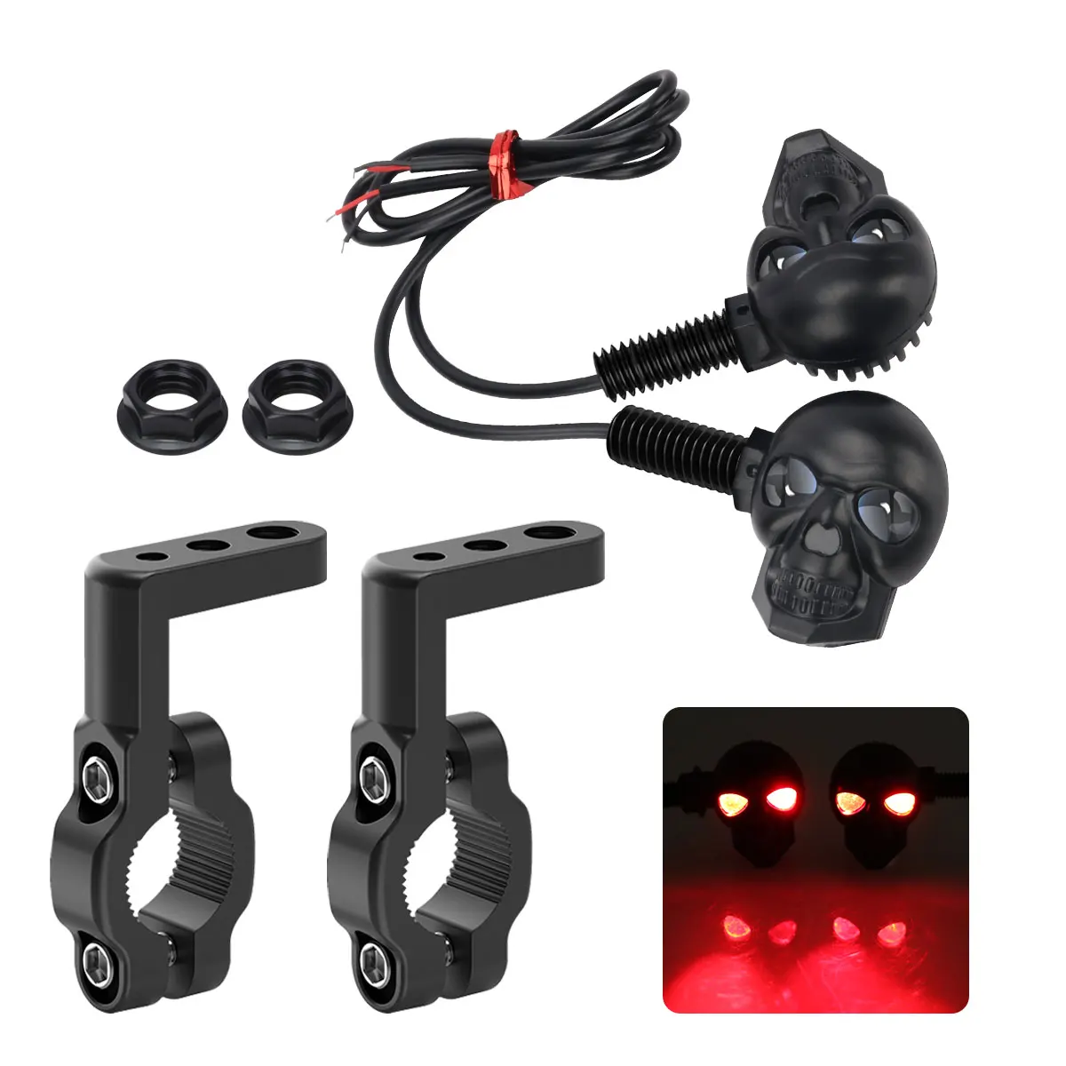 Auxiliary Indicator LED Skull Fog Light For Motorcycle Upgrade High Visibility Turn Signals Bracket And Nut Included