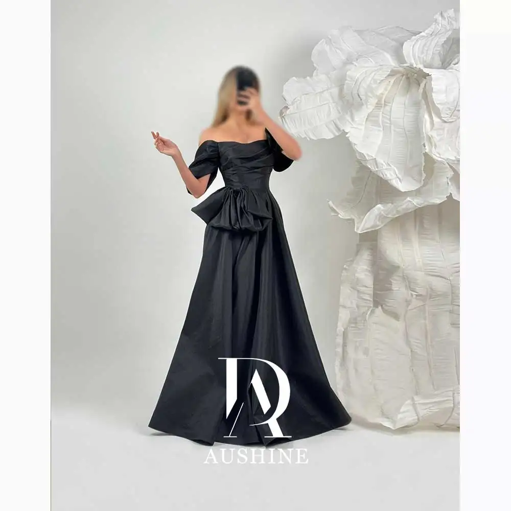 Aushine Customized Birthday Evening Dress Full Length Short Sleeves Summer Elegant Wedding Party Gowns For Women Arab 2024