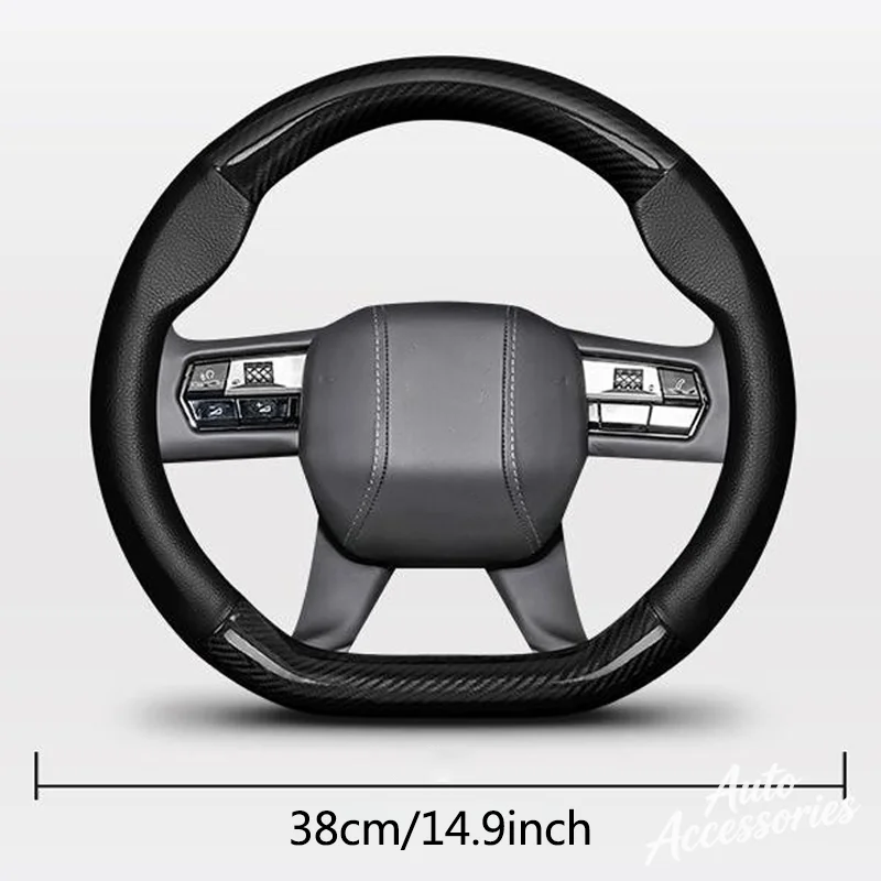 38cm Car Anti-Slip Steering Wheel Cover Carbon Fiber Leather Cover For Honda CRV Mugen Power Civic Accords Hrv Jazz CBR VTEC VFR view 6