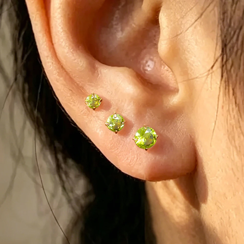 3PCS Light Luxury 3/4/5mm Stainless Steel Round Zircon Stud Earrings Set For Women Trendy Spiral Ear Stud Daily Wear Jewelry