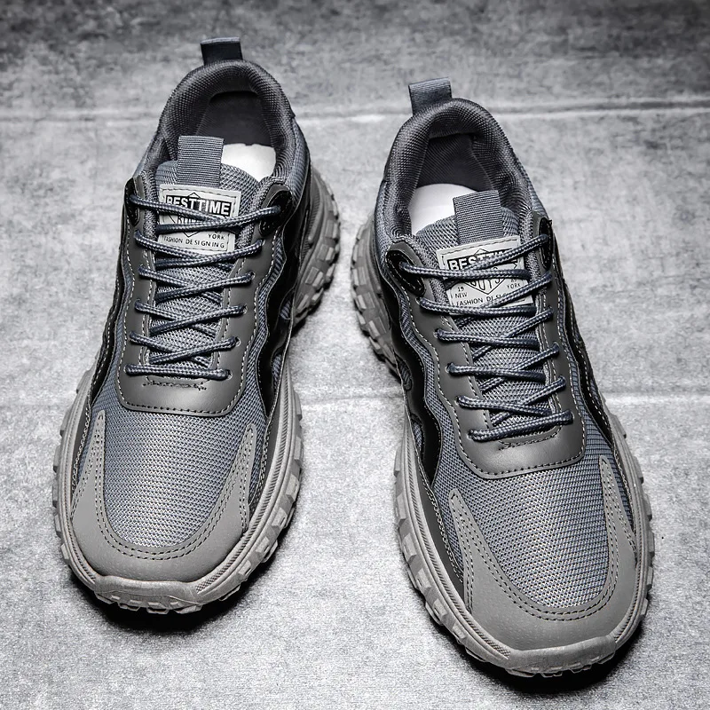 Oulylan High Quality Men's Sports Shoes Mesh Breathable RunShoes Thick Soft Soled Antislip Sneakers Pure Color Athletic Footwear