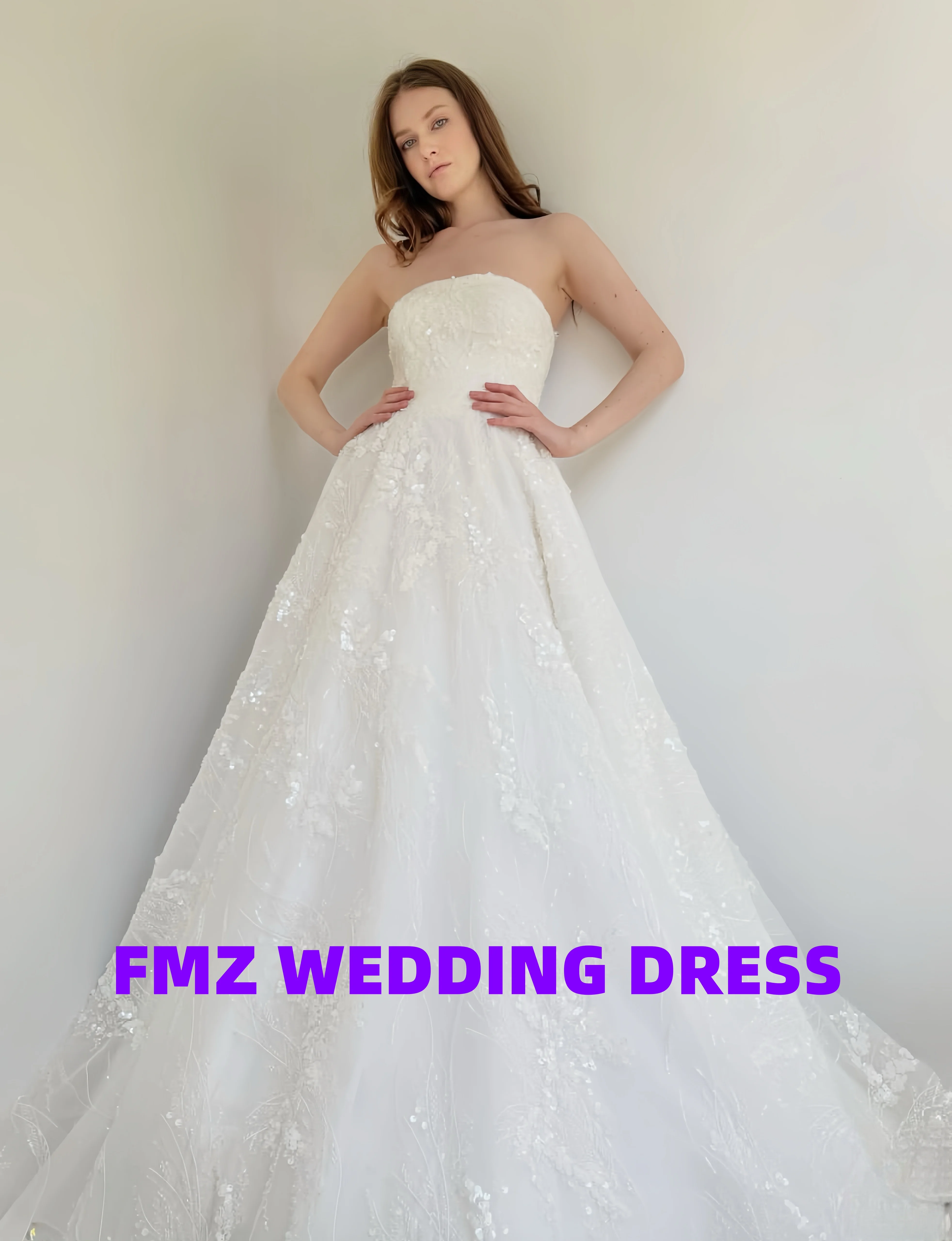 

Customized strapless sleeveless A-LINE elegant wedding dress amanda novias vestidos de novia amanda's novias