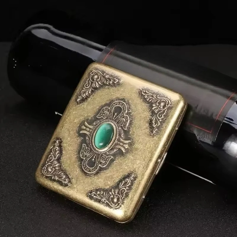 

Vintage Retro Cigarette Box Case Container Holder Portable Tobacco Cigarette Storage Box Durable Smoking Case for Men Gift