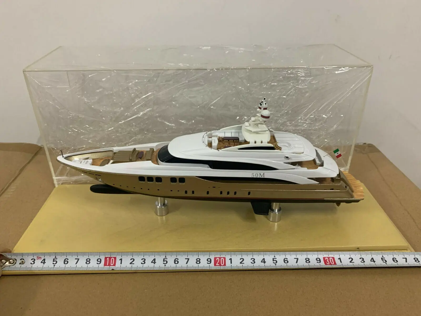 Handcrafted 50M Yacht Boat Model 1/160 Scale Resin Model Gold Color