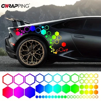 Auto Honingraat Vinyl Stickers Grote En Kleine Combinatie Zeshoekige Stickers Auto Body Decor Tuning Body Cool Styling Decoratie
