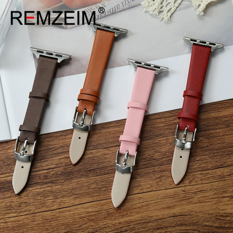 Damen-Uhrenarmband aus PU-Leder für Apple Watch Band 38–49 mm, dünne, weiche Uhrenarmbänder für IWatch 1–10, Ultra SE 2, süßes Armband