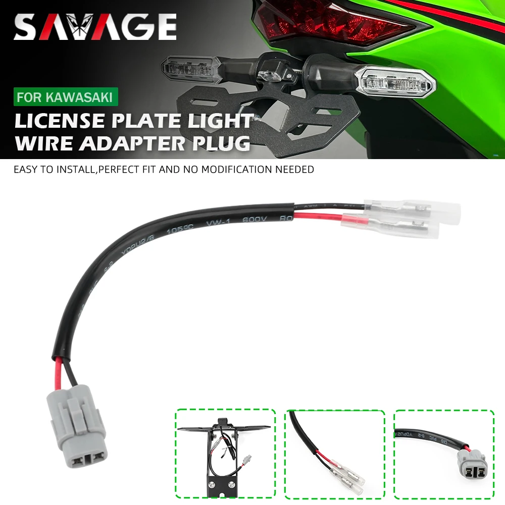 

ZX4R Z900/RS License Plate Light Wire Adapter Plug Connector For KAWASAKI Ninja ZX 10R 6R 4R H2 1000SX ZX400 ZX1000 Versys 1000