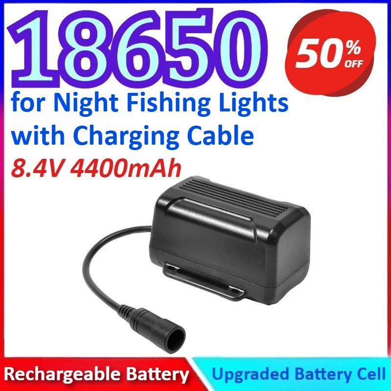 

18650 8.4V 4400mAh 2-cell New Rechargeable Lithium-ion Battery for Bicycle Headlights / Night Fishing Lights with Charging Cable