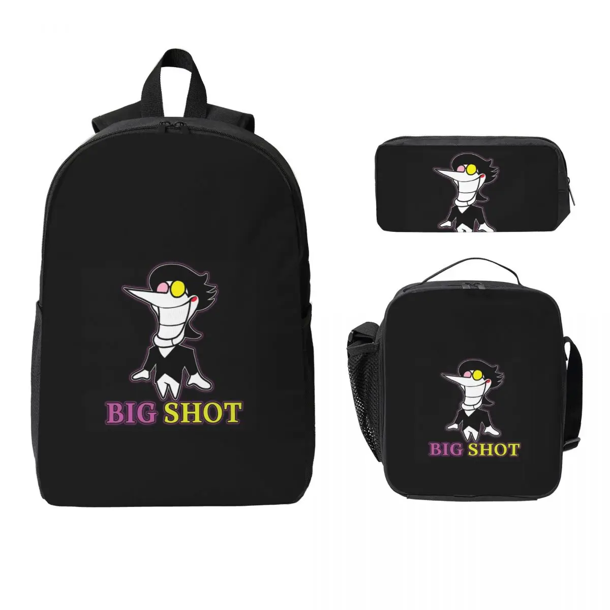 

Deltarune Spamton Backpack Student Boys Girls BookBag School Bag Laptop Shoulder Bags 3ps Insulated Lunch Bag Pencil Case