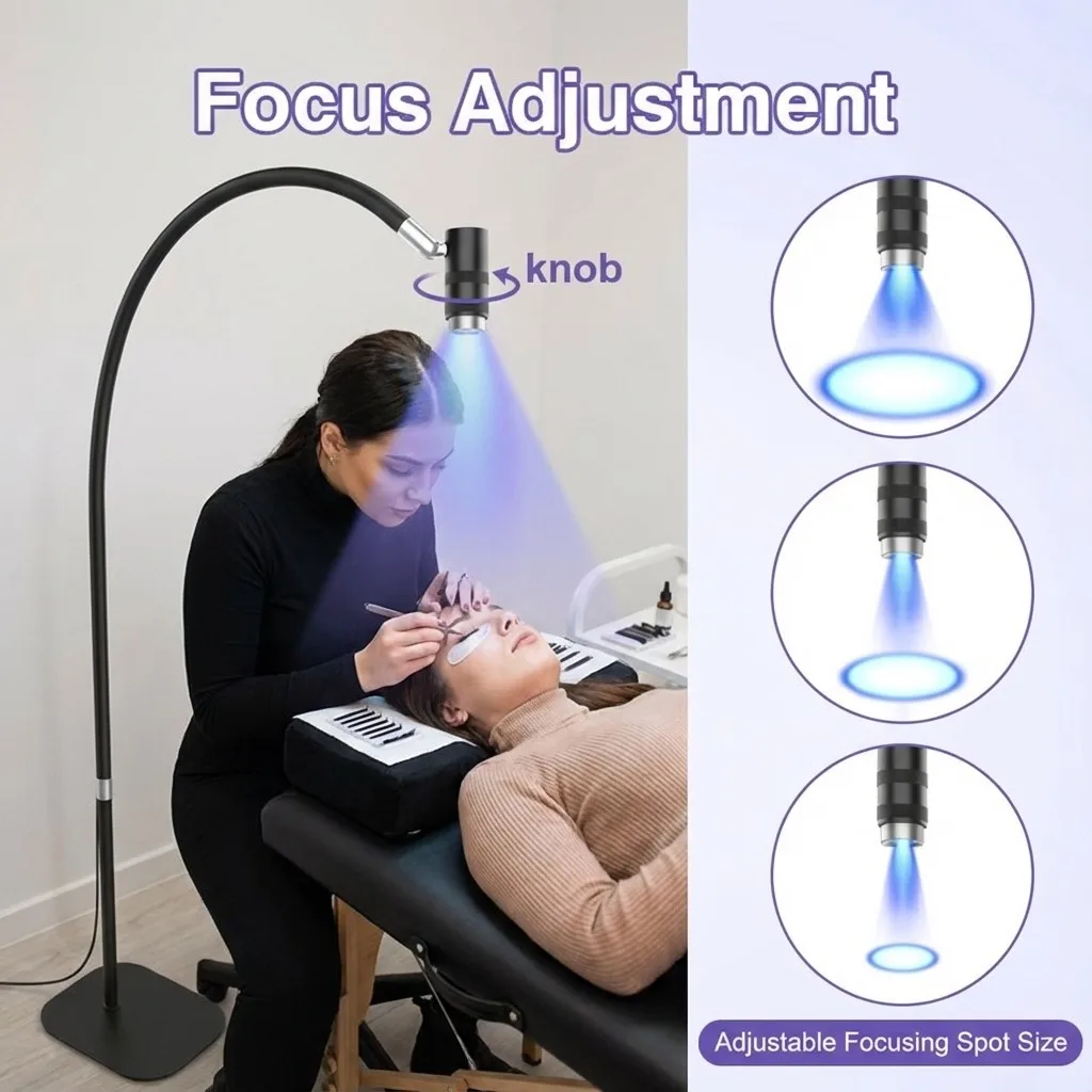 

UV LED Light for Eyelashh Extension 6W Touch Control Floor UV Lash Lamp with Foot Pedals Goggles