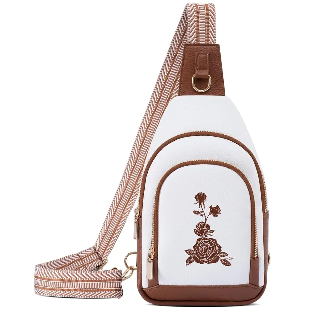 

Personalized Crossbody Bag for Women Leather Sling Bags with Initial Letter Pack Chest Bag for Travel, Gift for Wife Mom