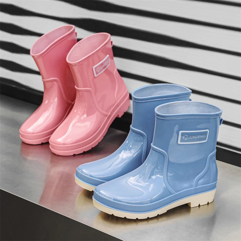 Kurze Röhre Frühling und Herbst Mode exquisite Damenschuhe Damen kurze Röhre Regenschuhe Küche Wasserschuhe Anti-Rutsch-Mom Wom