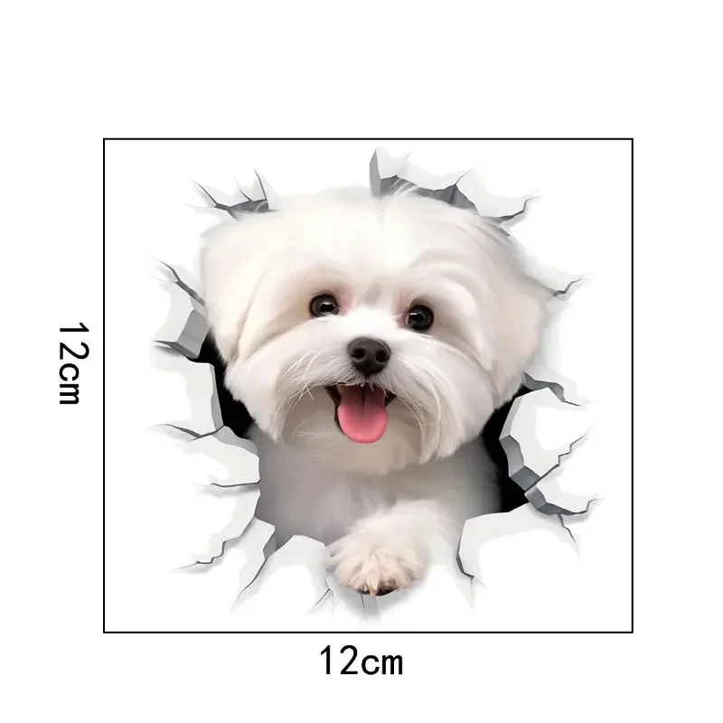 1 pegatina creativa 3D para inodoro de perro agrietado, adorable decoración de baño, arte autoadhesivo de pared, decoración de baño