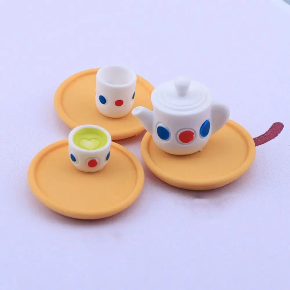 Mini Tea Set Dollhouse Miniature Teapot Cups Set Resin Model Dollhouse Mini Resin Kettle Cute Pour Over Kettle