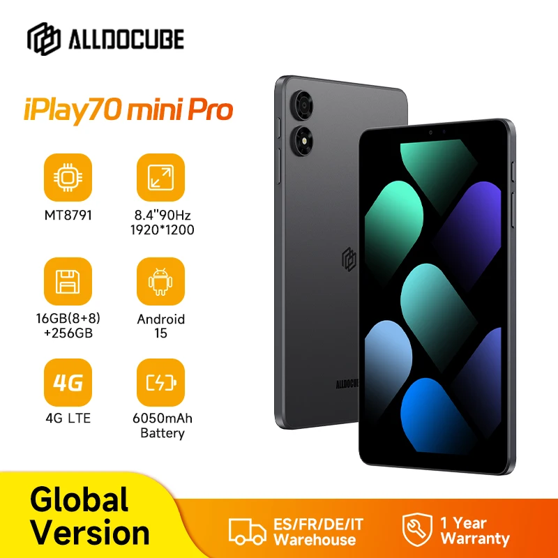 Tablet ALLDOCUBE iPlay70 mini Pro 8.4 Display 90Hz MT8791 16GB (8GB+8GB Virtuale) RAM 128/256GB ROM 4G LTE 6050mAh Android15