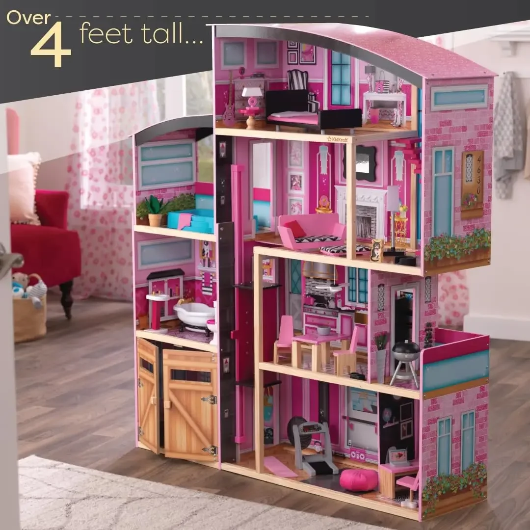 HOT Wooden Dollhouse Shimmer Mansion for 12