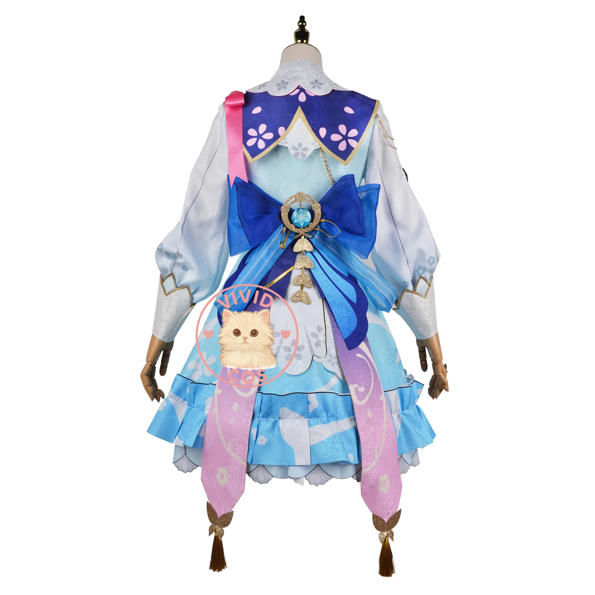 Genshin Impact Kamisato Ayaka Inazuma Flower of Sanctity Cosplay Kostüm Pastellrosa und weiße Palette Prinzessinnenartige Verfeinerung